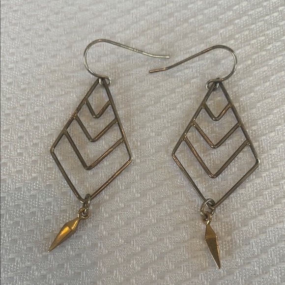 Jewelry - Geometric Silver and Gold Tone Drop Dangle Earrings